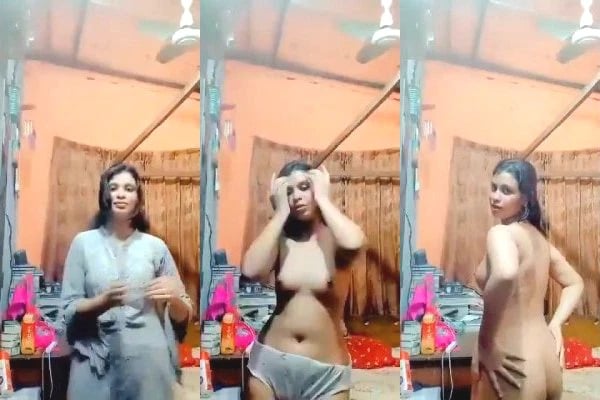 Cute Desi Girl Striping and Dancing