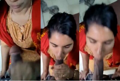 A village lady gives a desi blowjob to her lover